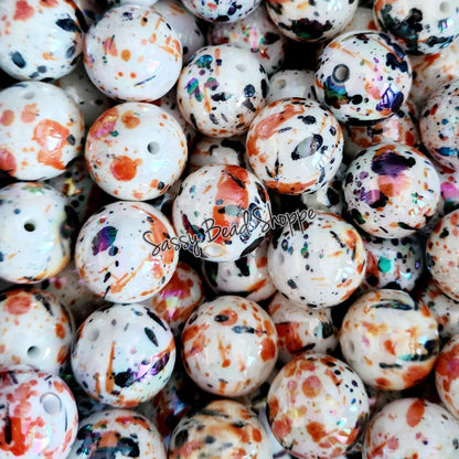 20MM Halloween AB Splatter Chunky Bubblegum Beads, Acrylic Beads in Bulk, 20mm Bubble Gum Beads, 20mm Chunky Beads