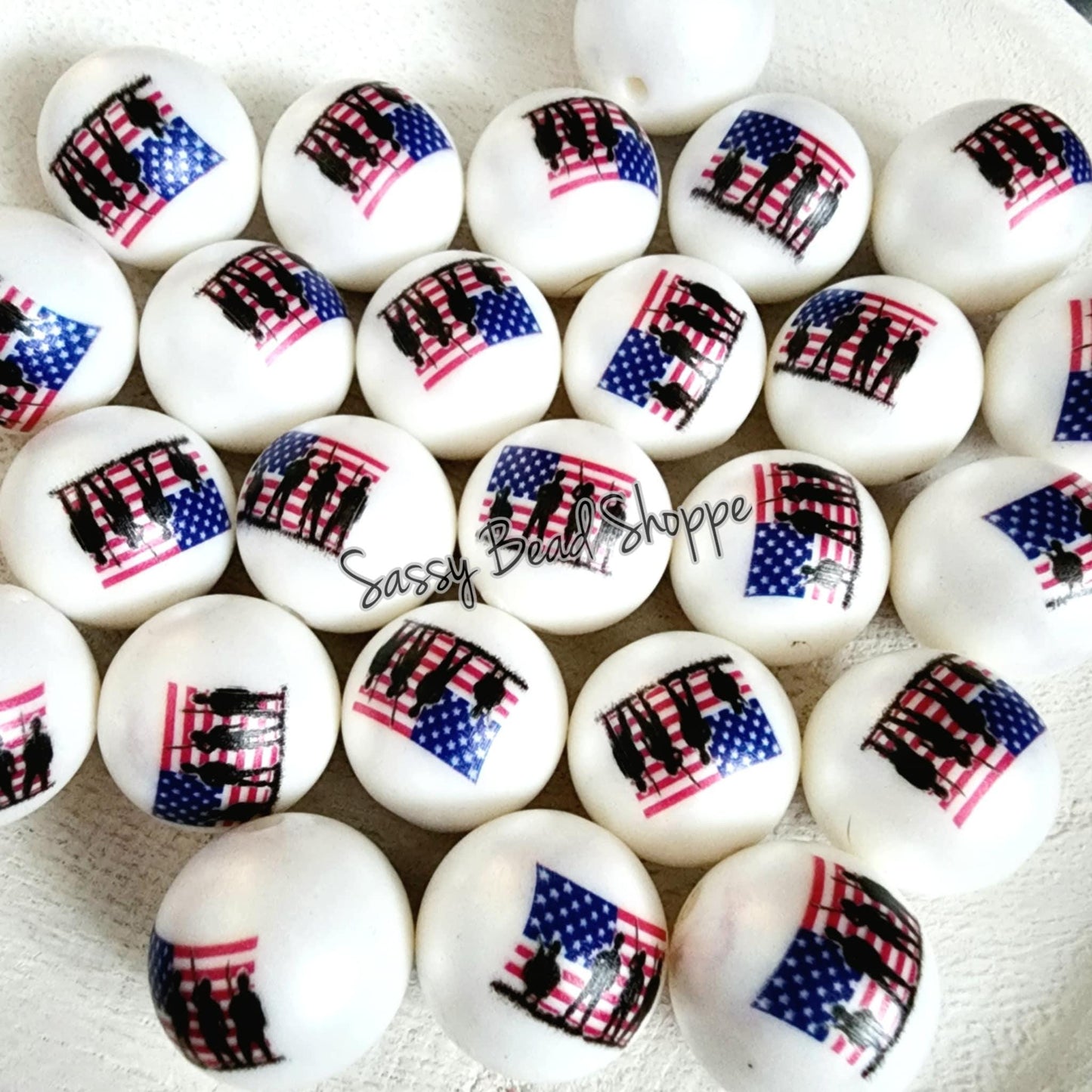 20MM USA Soliders Chunky Bubblegum Beads, Acrylic Beads in Bulk, 20mm Bubble Gum Beads, 20mm Chunky Beads