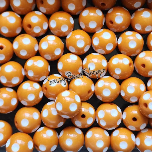 20MM Dark Mustard Polka Dot Chunky Bubblegum Beads, Acrylic Beads in Bulk, 20mm Bubble Gum Beads, 20mm Chunky Beads