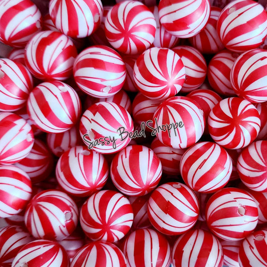 20MM Peppermint Chunky Bubblegum Beads, Acrylic Beads in Bulk, 20mm Bubble Gum Beads, 20mm Chunky Beads