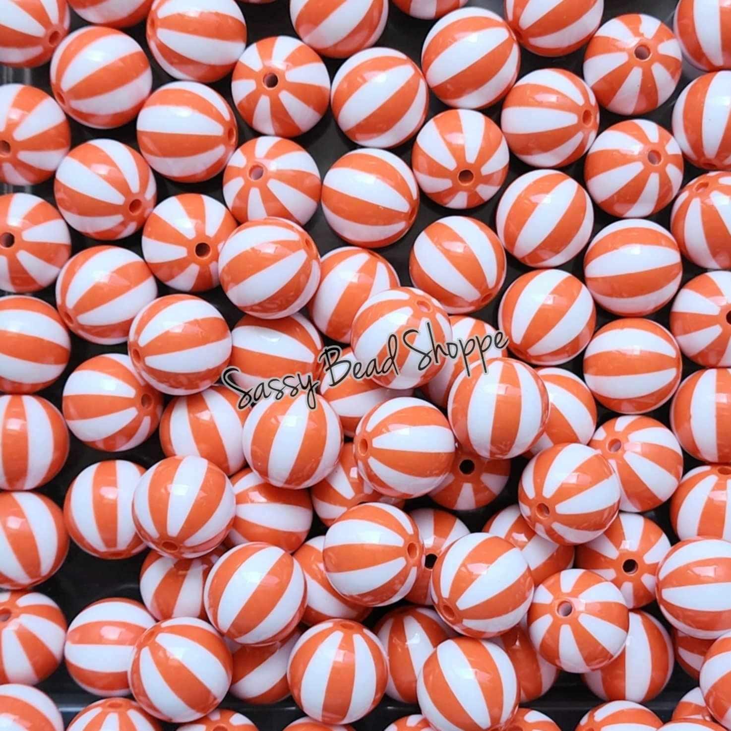 20MM Orange Beachball Chunky Bubblegum Beads, Acrylic Beads in Bulk, 20mm Bubble Gum Beads, 20mm Chunky Beads