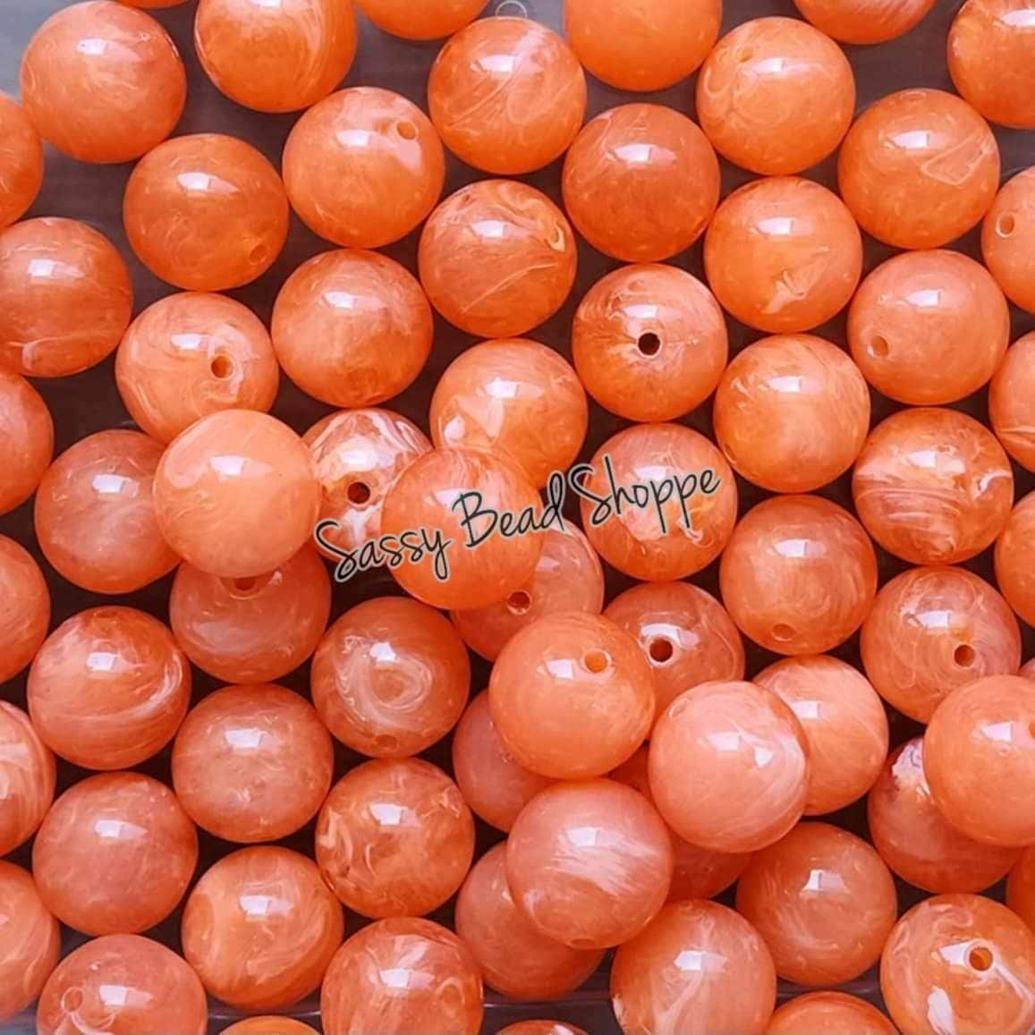 20MM Orange Marble Beads - Sassy Bead Shoppe