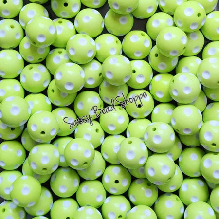 20MM Lime Polka Dot Beads