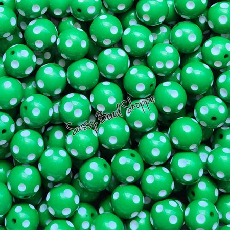 20MM Green Polka Dot Beads