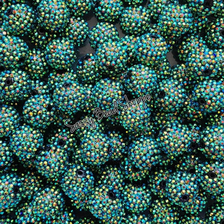 20MM Dark Green Rhinestone Beads - Sassy Bead Shoppe