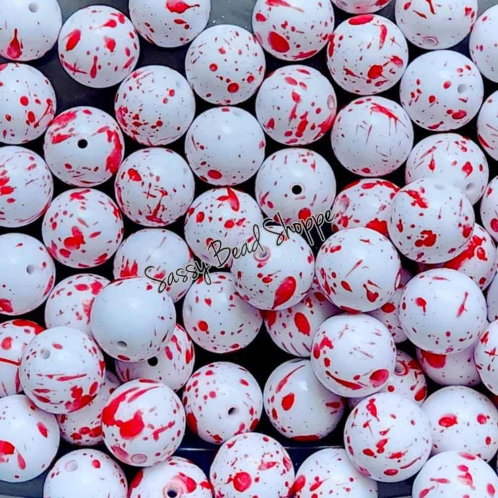 20MM Red Splatter Chunky Bubblegum Beads, Acrylic Beads in Bulk, 20mm Bubble Gum Beads, 20mm Chunky Beads