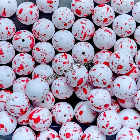 20MM Red Splatter Beads