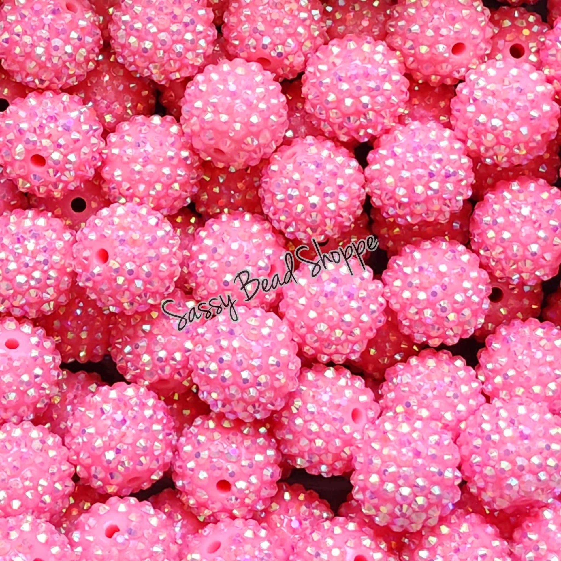 20MM Pink Rhinestone Chunky Bubblegum Beads, Acrylic Beads in Bulk, 20mm Bubble Gum Beads, 20mm Chunky Beads