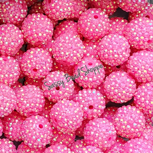 20MM Magenta Rhinestone Chunky Bubblegum Beads, Acrylic Beads in Bulk, 20mm Bubble Gum Beads, 20mm Chunky Beads