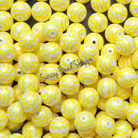 20MM Yellow Chevron Beads