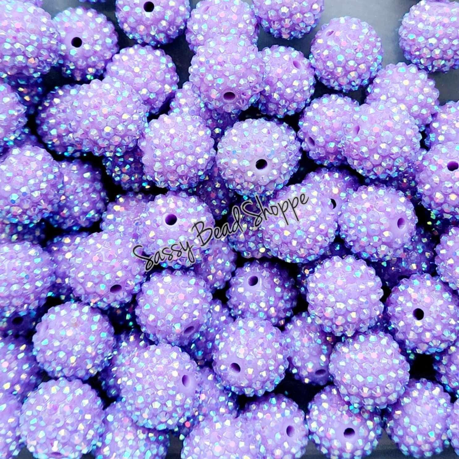 20MM Light Purple Rhinestone Chunky Bubblegum Beads, Acrylic Beads in Bulk, 20mm Bubble Gum Beads, 20mm Chunky Beads