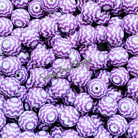 20MM Purple Chevron Beads