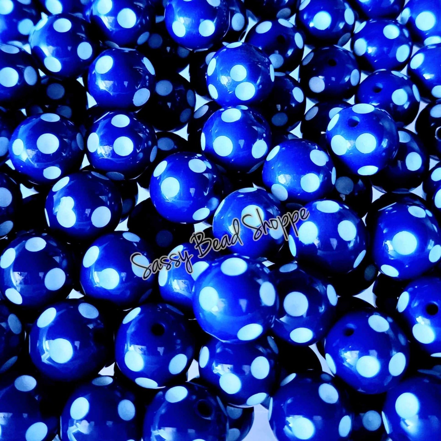 20MM Royal Blue Polka Dot Beads - Sassy Bead Shoppe