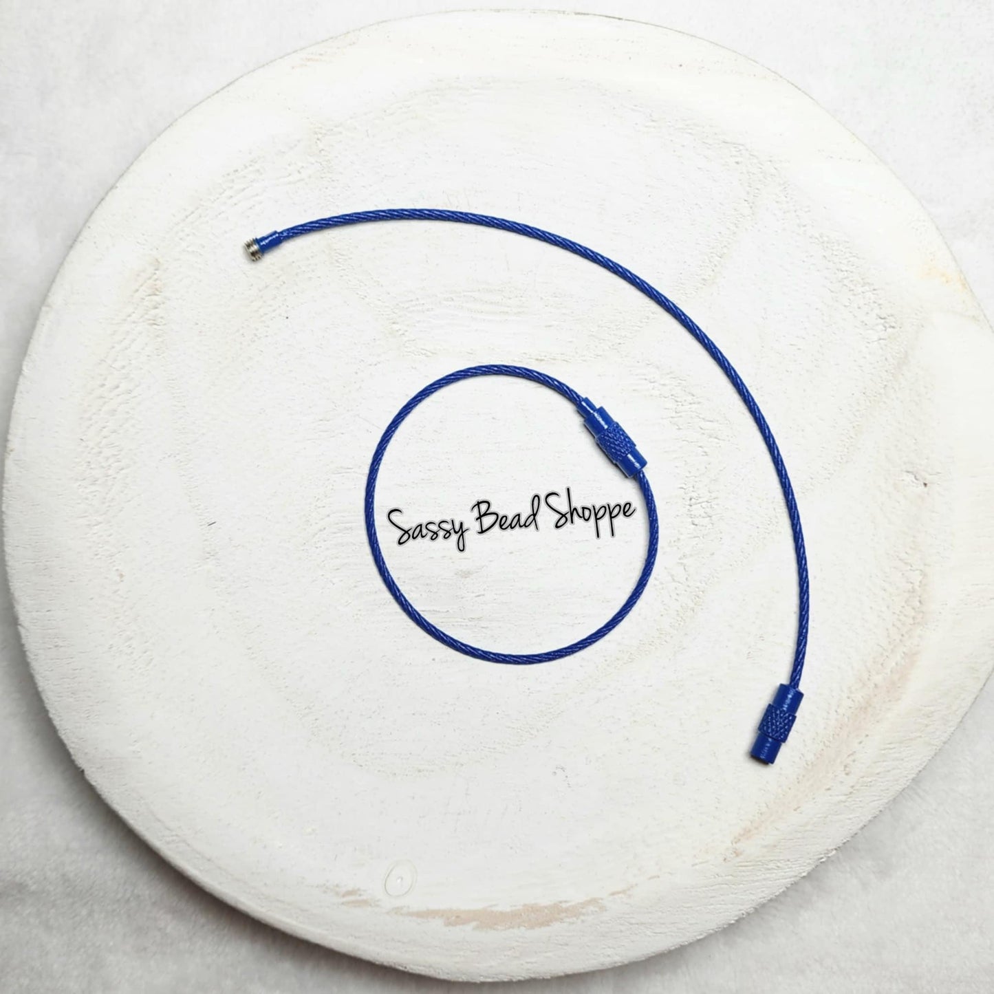 Blue Beverage Cup Charm Ring for Silicone Beads, Stainless Steel Cable Keyrings, Wire Cable Keychain, Bogg Bag, Colored Metal Loop