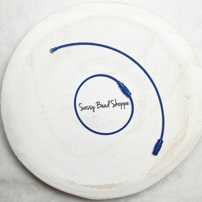 Blue Beverage Cup Charm Ring for Silicone Beads, Stainless Steel Cable Keyrings, Wire Cable Keychain, Bogg Bag, Colored Metal Loop