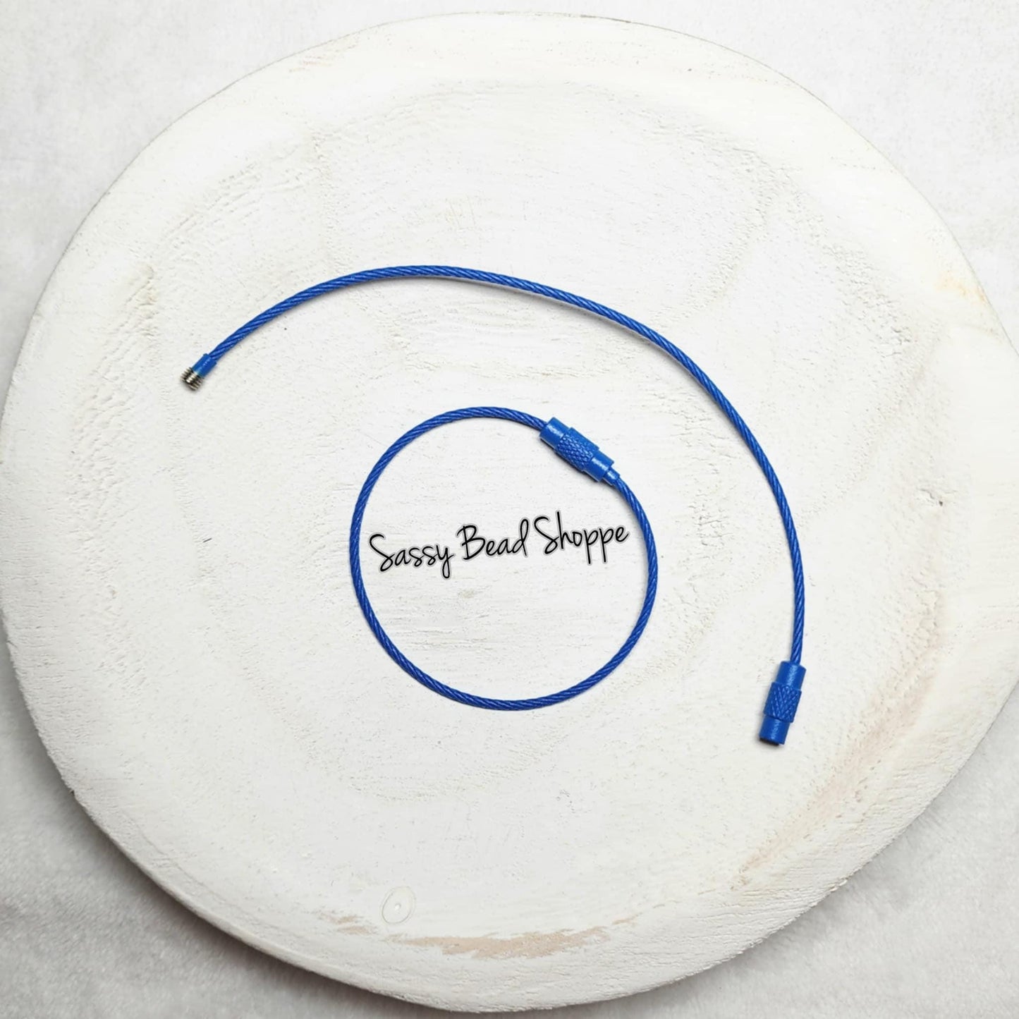 Blue Beverage Cup Charm Ring for Silicone Beads, Stainless Steel Cable Keyrings, Wire Cable Keychain, Bogg Bag, Colored Metal Loop