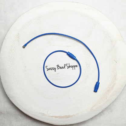 Blue Beverage Cup Charm Ring for Silicone Beads, Stainless Steel Cable Keyrings, Wire Cable Keychain, Bogg Bag, Colored Metal Loop