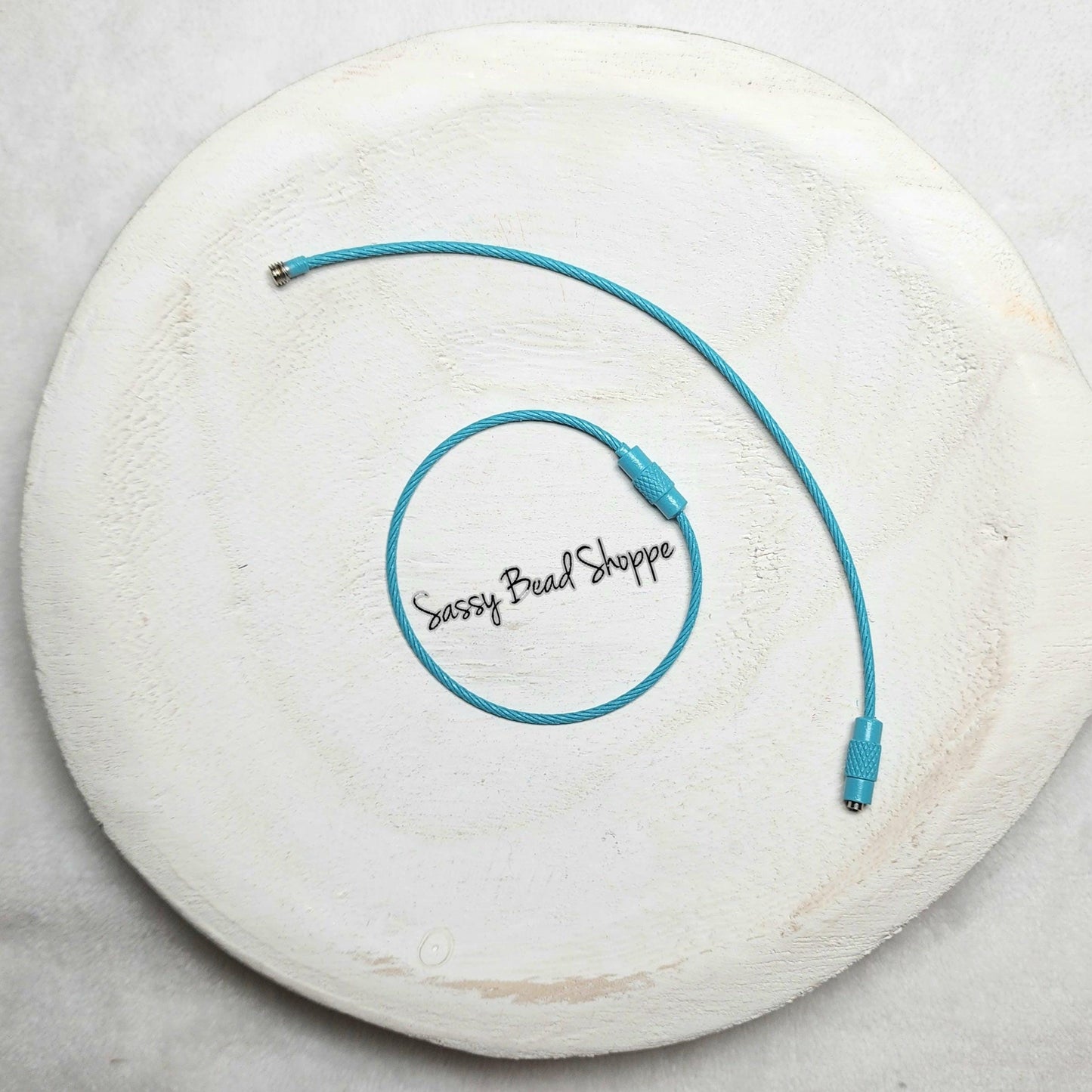 Blue Beverage Cup Charm Ring for Silicone Beads, Stainless Steel Cable Keyrings, Wire Cable Keychain, Bogg Bag, Colored Metal Loop