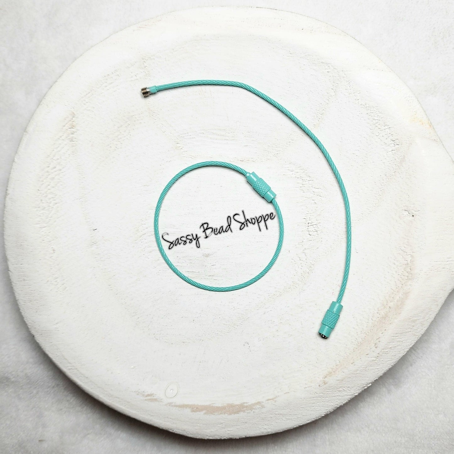 Blue Beverage Cup Charm Ring for Silicone Beads, Stainless Steel Cable Keyrings, Wire Cable Keychain, Bogg Bag, Colored Metal Loop