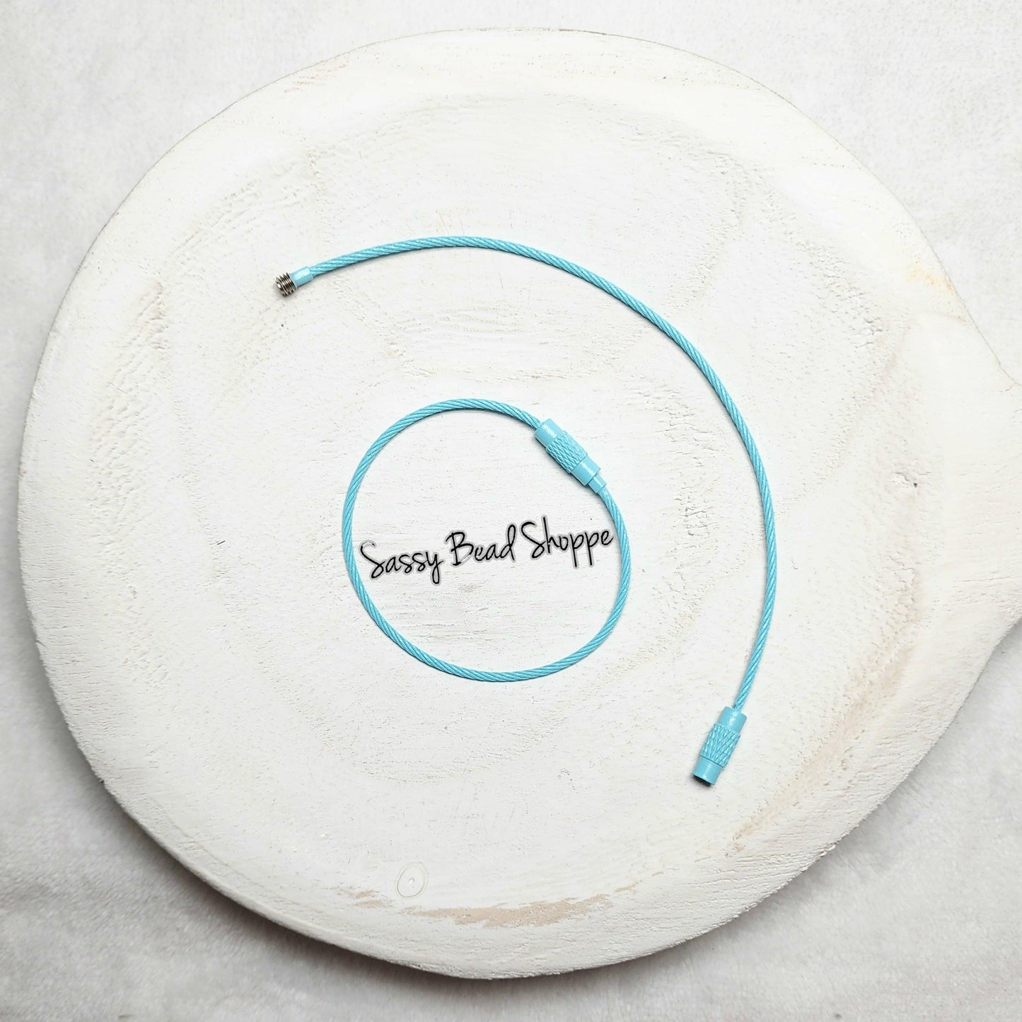 Blue Beverage Cup Charm Ring for Silicone Beads, Stainless Steel Cable Keyrings, Wire Cable Keychain, Bogg Bag, Colored Metal Loop