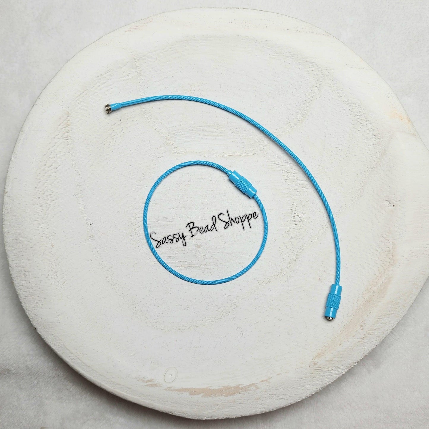 Blue Beverage Cup Charm Ring for Silicone Beads, Stainless Steel Cable Keyrings, Wire Cable Keychain, Bogg Bag, Colored Metal Loop