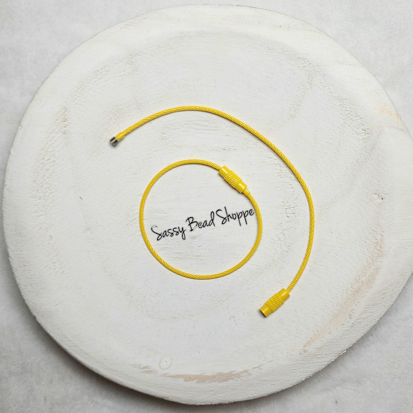 Yellow Beverage Cup Charm Ring for Silicone Beads, Stainless Steel Cable Keyrings, Wire Cable Keychain, Bogg Bag, Colored Metal Loop