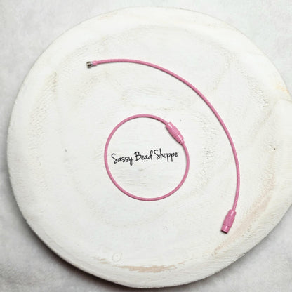 Pink Beverage Cup Charm Ring for Silicone Beads, Stainless Steel Cable Keyrings, Wire Cable Keychain, Bogg Bag, Colored Metal Loop