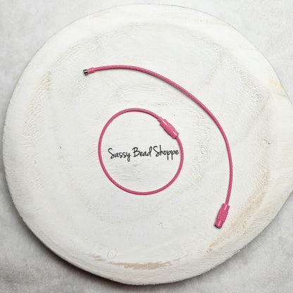 Pink Beverage Cup Charm Ring for Silicone Beads, Stainless Steel Cable Keyrings, Wire Cable Keychain, Bogg Bag, Colored Metal Loop