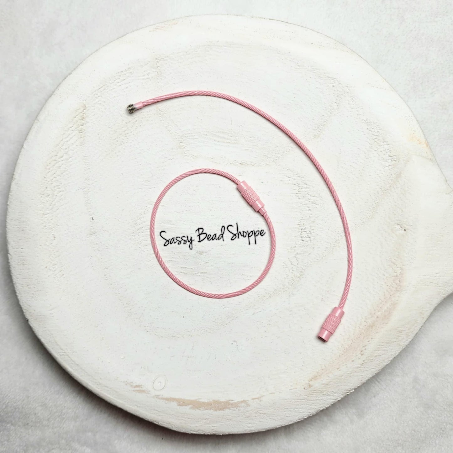 Pink Beverage Cup Charm Ring for Silicone Beads, Stainless Steel Cable Keyrings, Wire Cable Keychain, Bogg Bag, Colored Metal Loop