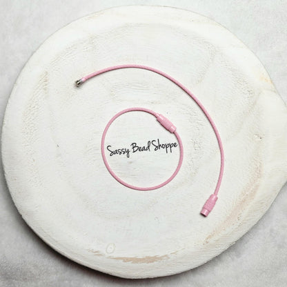 Pink Beverage Cup Charm Ring for Silicone Beads, Stainless Steel Cable Keyrings, Wire Cable Keychain, Bogg Bag, Colored Metal Loop