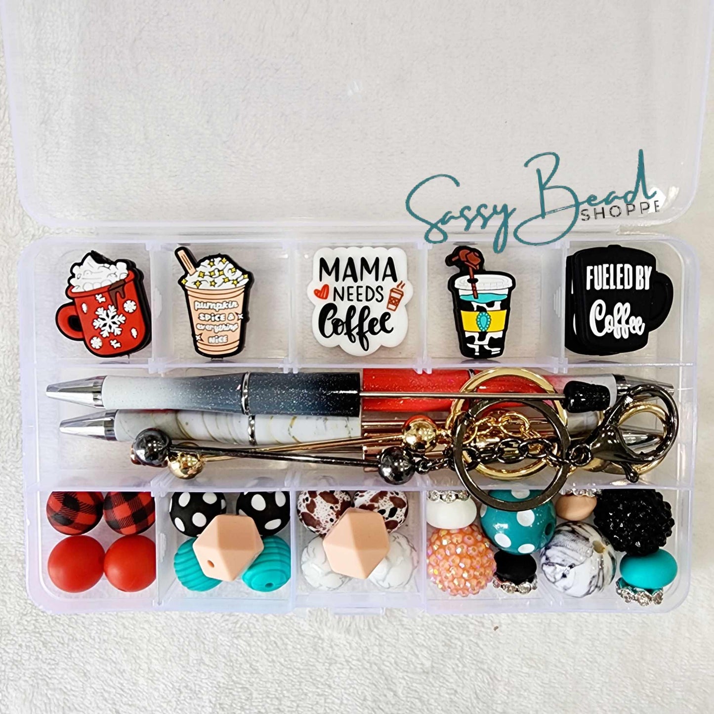 Latte Obsessed Craft Kit, Beadable Pens, Beaded Pens, DIY Craft, Focal Beads, Custom Pens, Keychain Bar Rod, Beaded Keychain, Bulk Beads