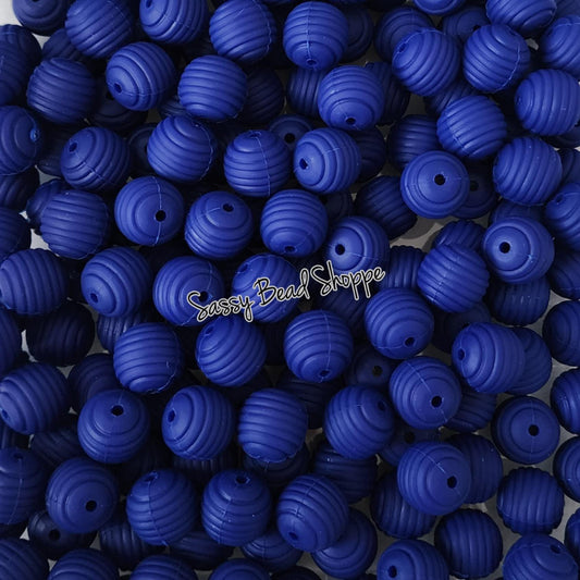 15mm Midnight Plum Stripe Silicone Beads - Sassy Bead Shoppe