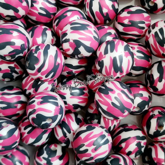 20MM Pink Camo Chunky Bubblegum Beads, Acrylic Beads in Bulk, 20mm Bubble Gum Beads, 20mm Chunky Beads