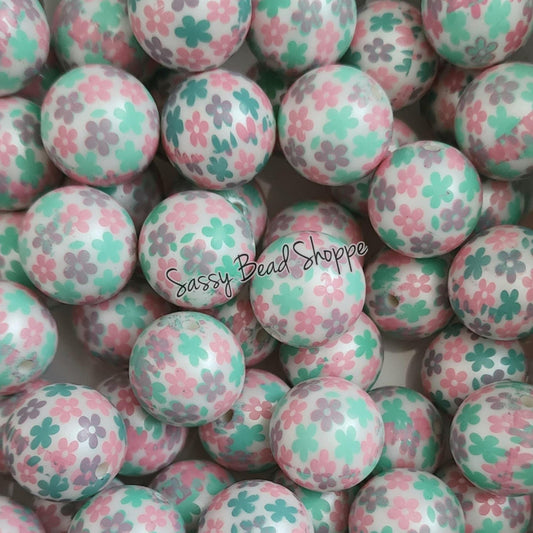 20MM Flowers Chunky Bubblegum Beads, Acrylic Beads in Bulk, 20mm Bubble Gum Beads, 20mm Chunky Beads