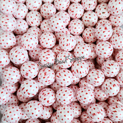 20MM Confetti Hearts Chunky Bubblegum Beads, Acrylic Beads in Bulk, 20mm Bubble Gum Beads, 20mm Chunky Beads