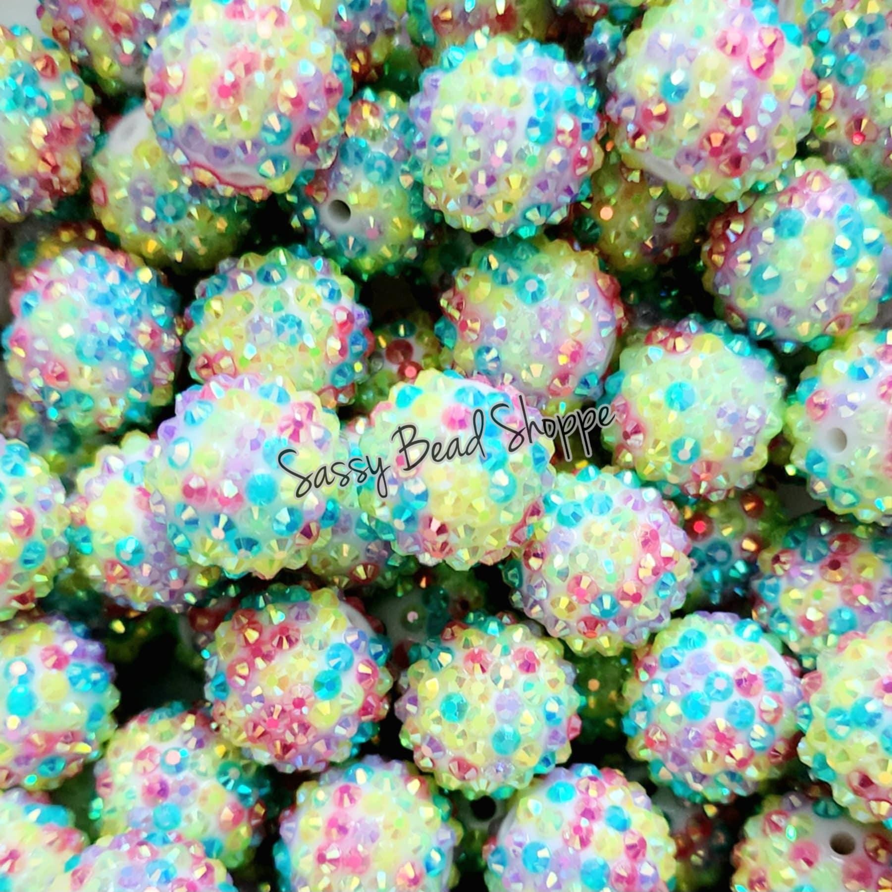 20MM Spring Rhinestone Chunky Bubblegum Beads, Acrylic Beads in Bulk, 20mm Bubble Gum Beads, 20mm Chunky Beads