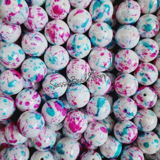 20MM Pink Blue AB Splatter Beads