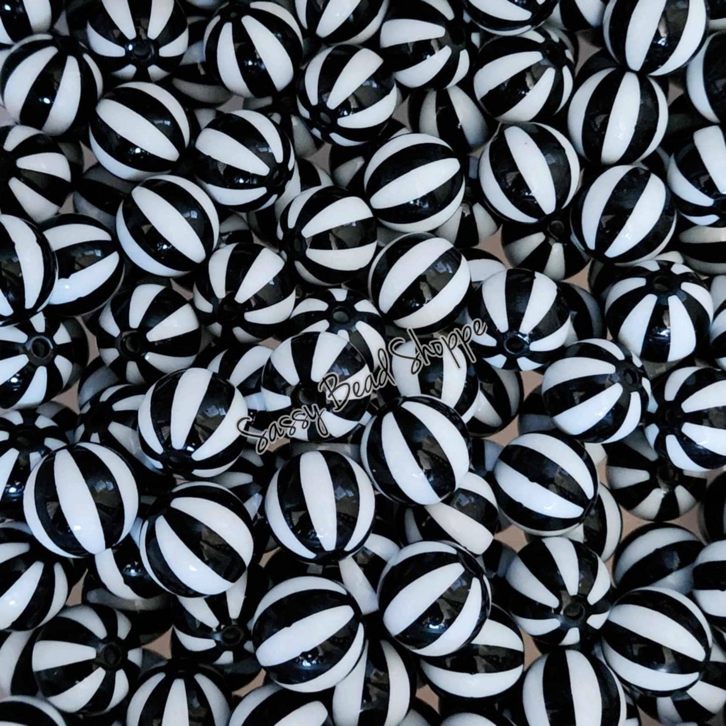 20MM Black Beachball Beads - Sassy Bead Shoppe