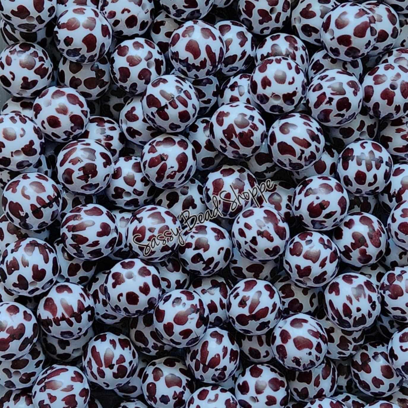 20MM Brown Cow Beads