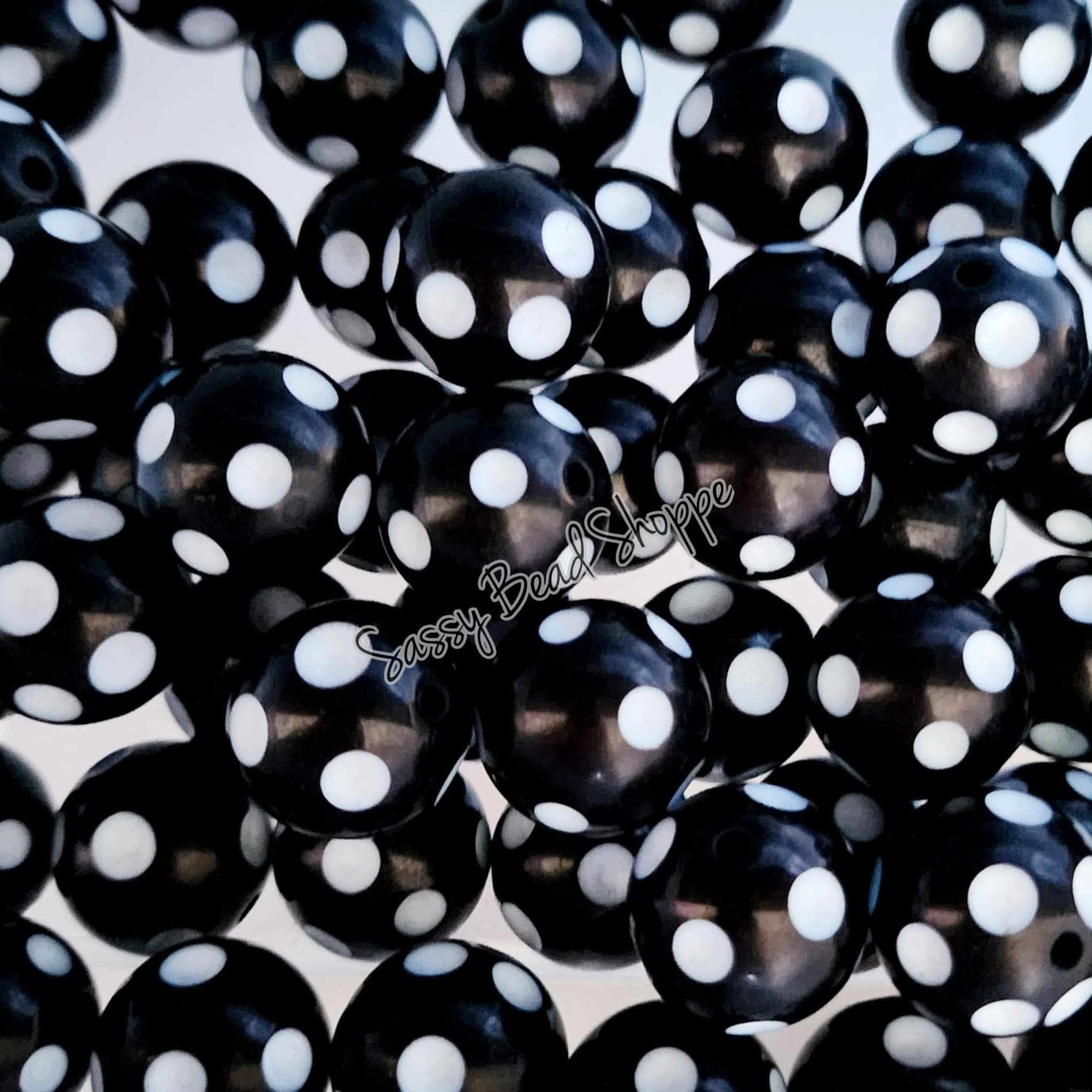 20MM Black Polka Dot Chunky Bubblegum Beads, Acrylic Beads in Bulk, 20mm Bubble Gum Beads, 20mm Chunky Beads