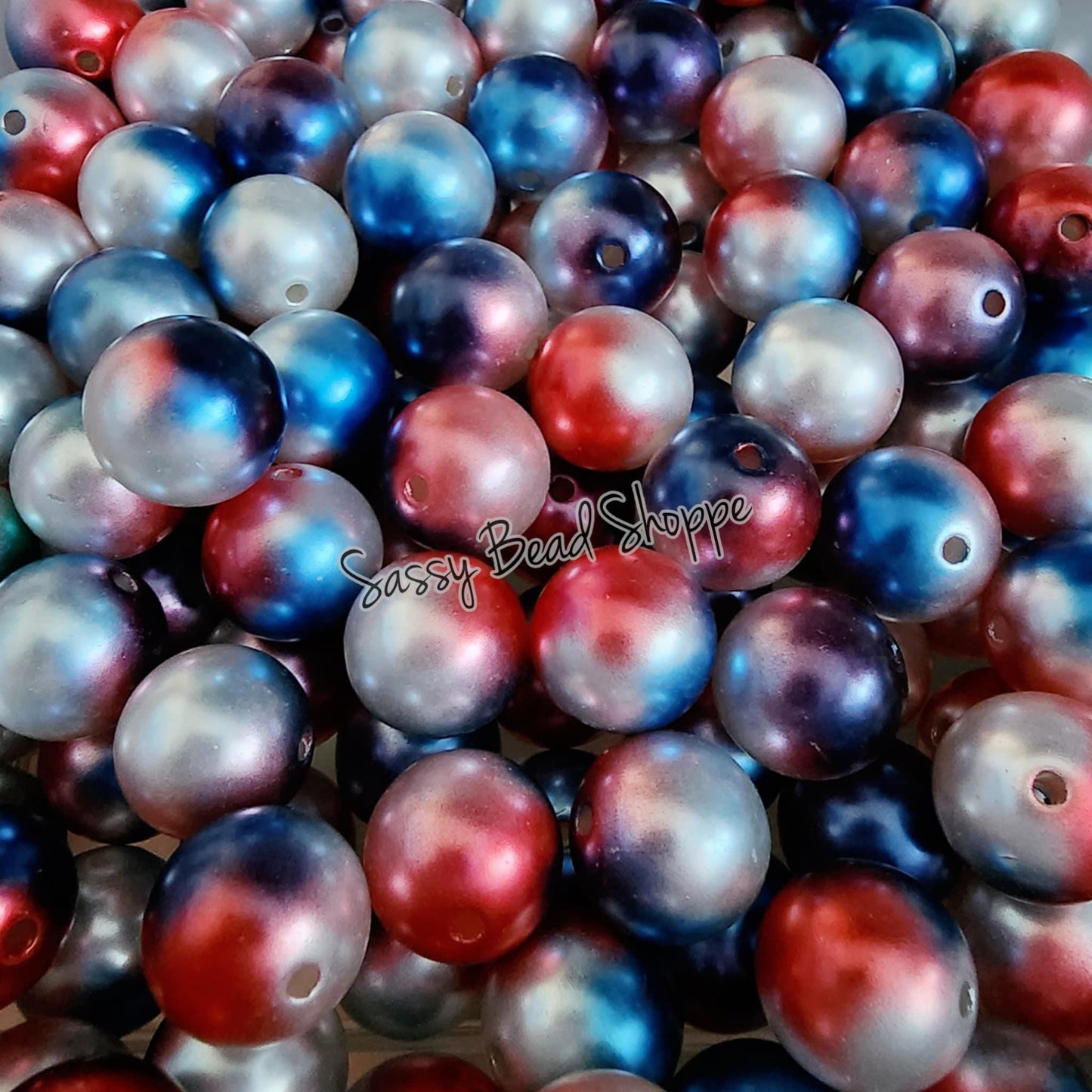 20MM USA Swirl Chunky Bubblegum Beads, Acrylic Beads in Bulk, 20mm Bubble Gum Beads, 20mm Chunky Beads