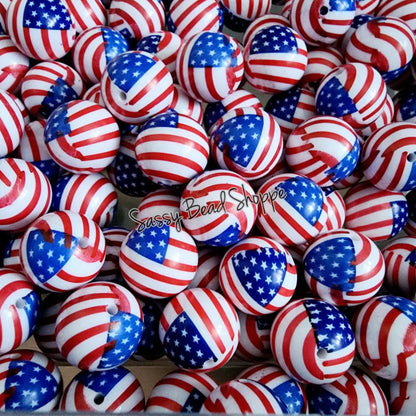 20MM Flag Chunky Bubblegum Beads, Acrylic Beads in Bulk, 20mm Bubble Gum Beads, 20mm Chunky Beads