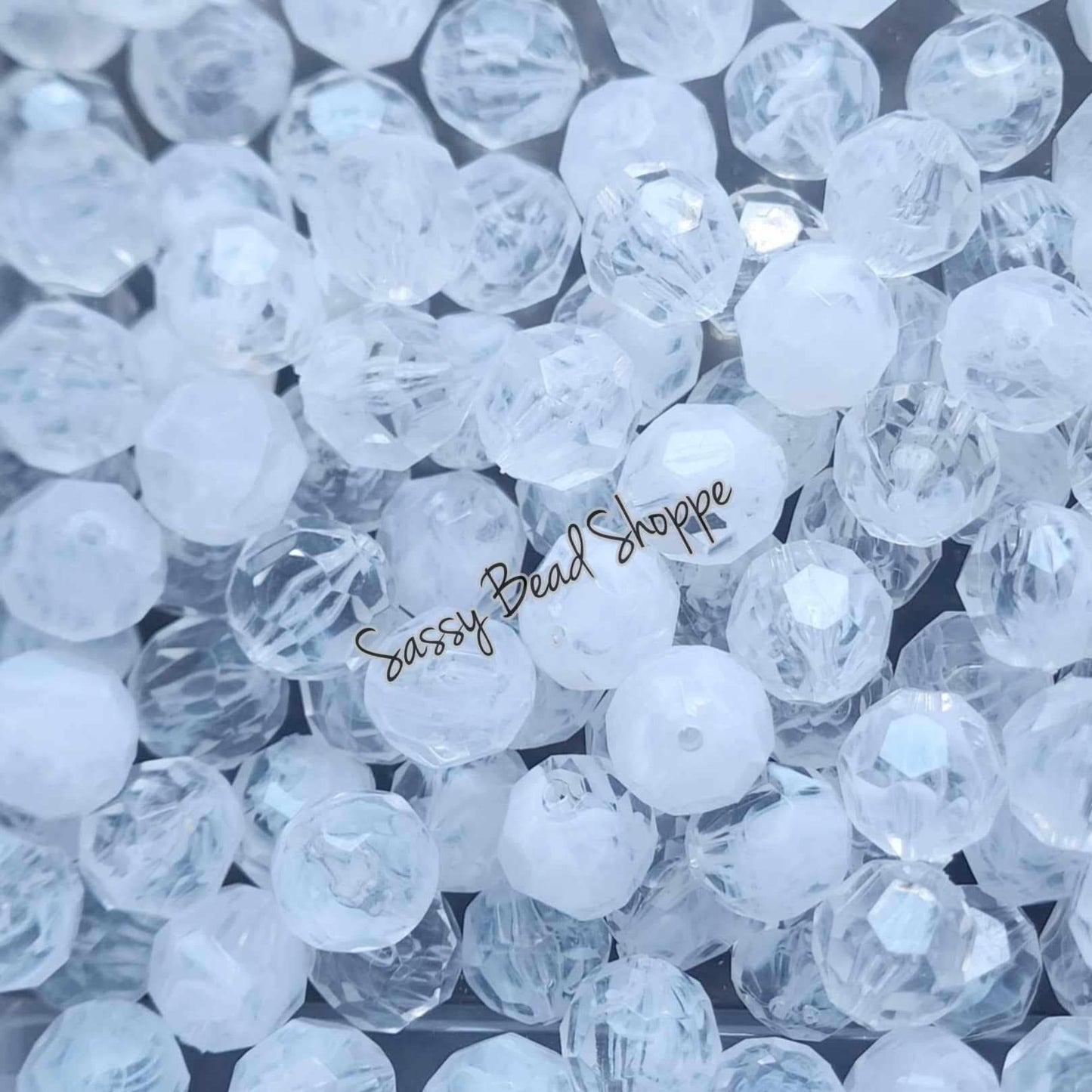 20MM Clear Marble Fauceted Beads - Sassy Bead Shoppe