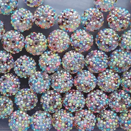 20MM Rainbow Rhinestone Chunky Bubblegum Beads, Acrylic Beads in Bulk, 20mm Bubble Gum Beads, 20mm Chunky Beads