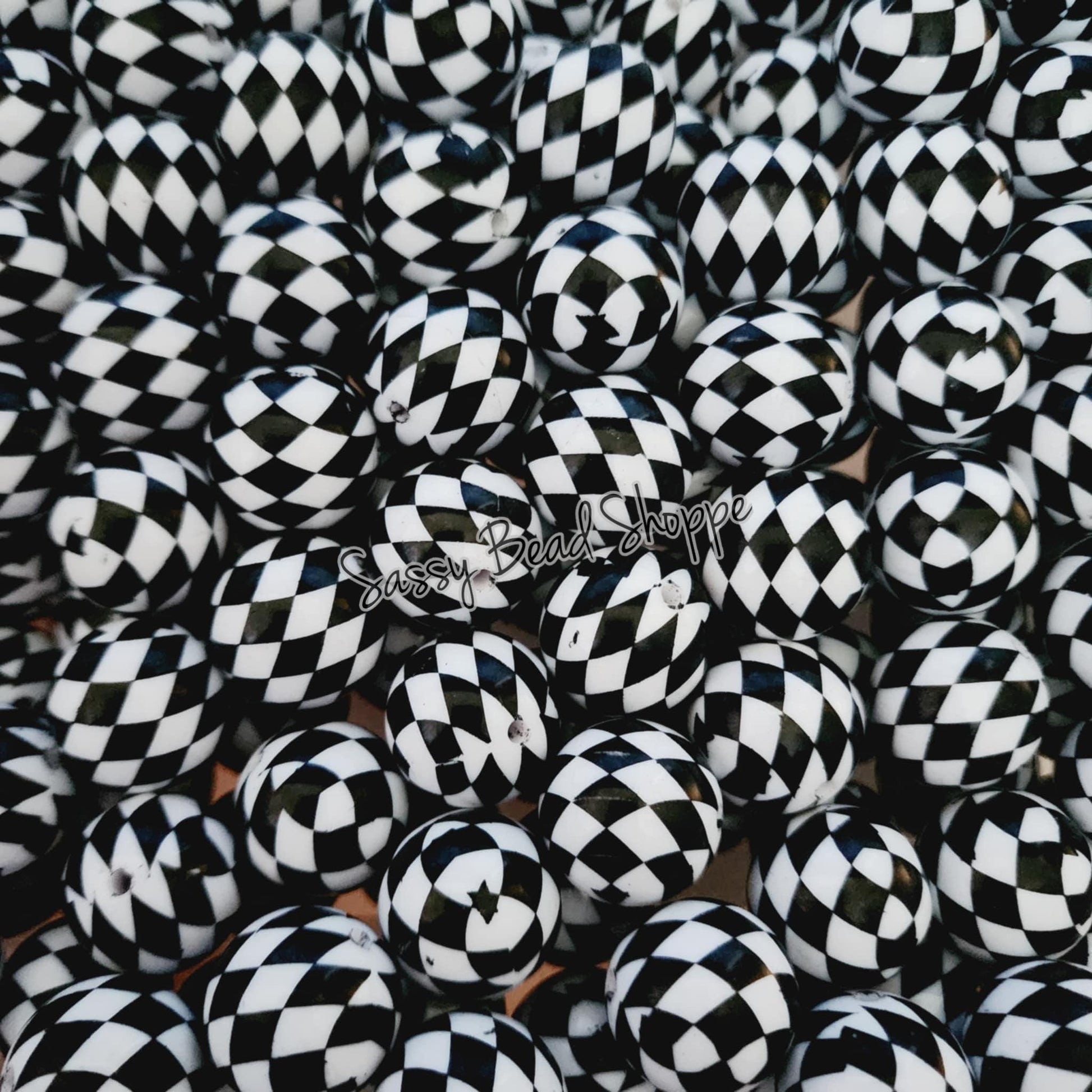 20MM Checkered Chunky Bubblegum Beads, Acrylic Beads in Bulk, 20mm Bubble Gum Beads, 20mm Chunky Beads