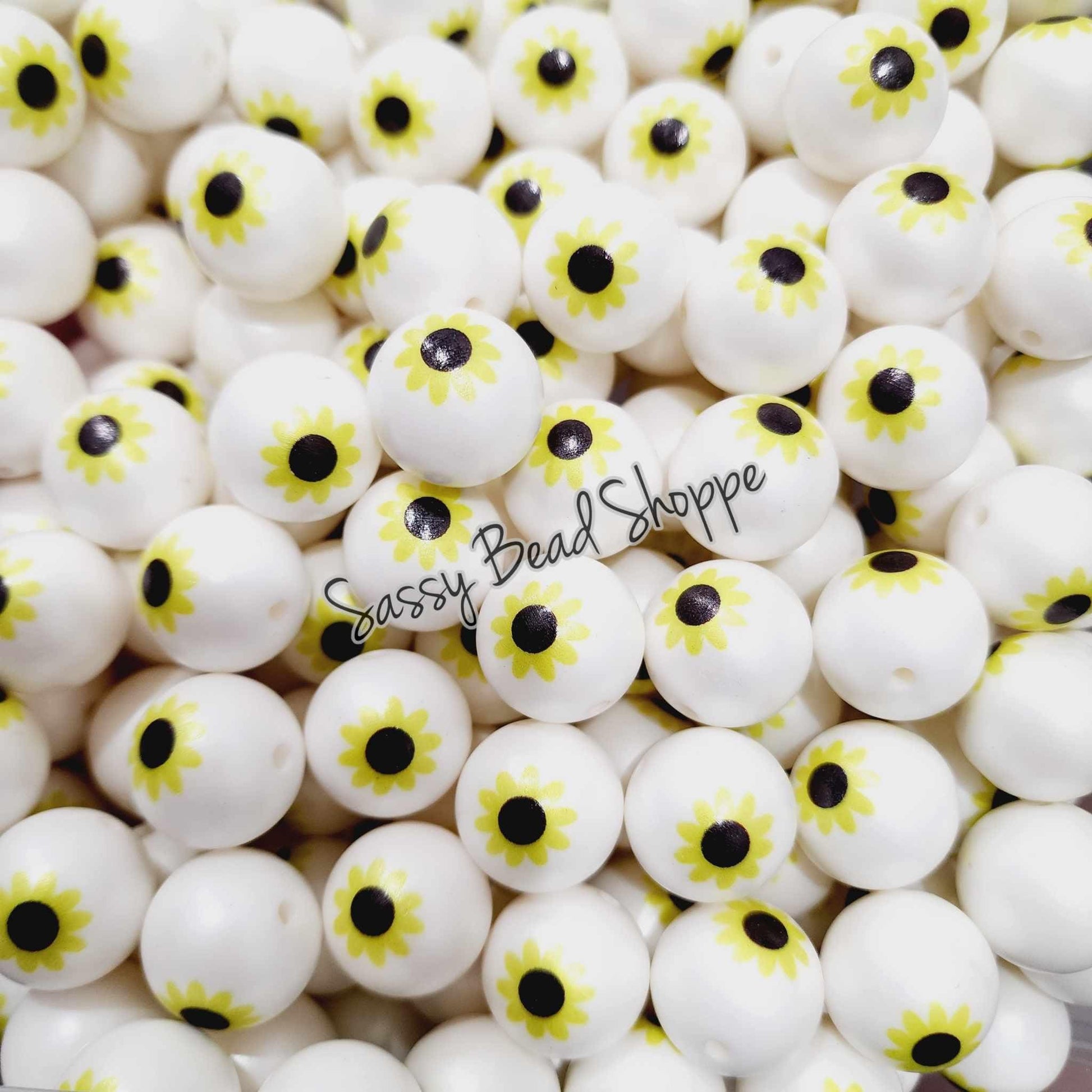 20MM Sunflower Chunky Bubblegum Beads, Acrylic Beads in Bulk, 20mm Bubble Gum Beads, 20mm Chunky Beads