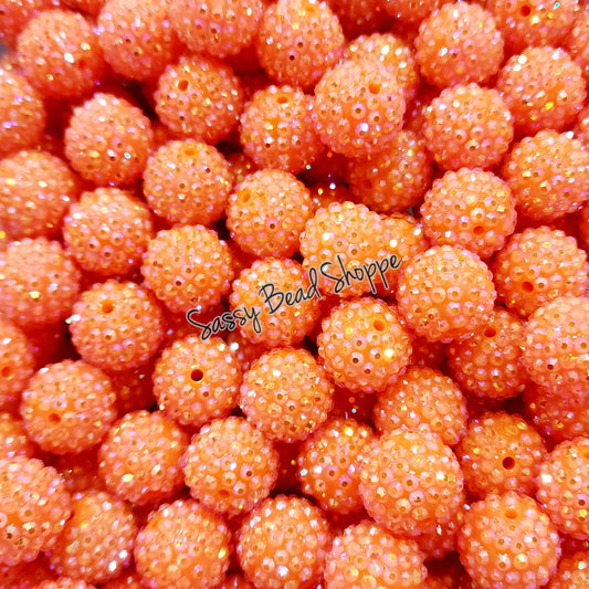 20MM Orange Rhinestone Chunky Bubblegum Beads, Acrylic Beads in Bulk, 20mm Bubble Gum Beads, 20mm Chunky Beads