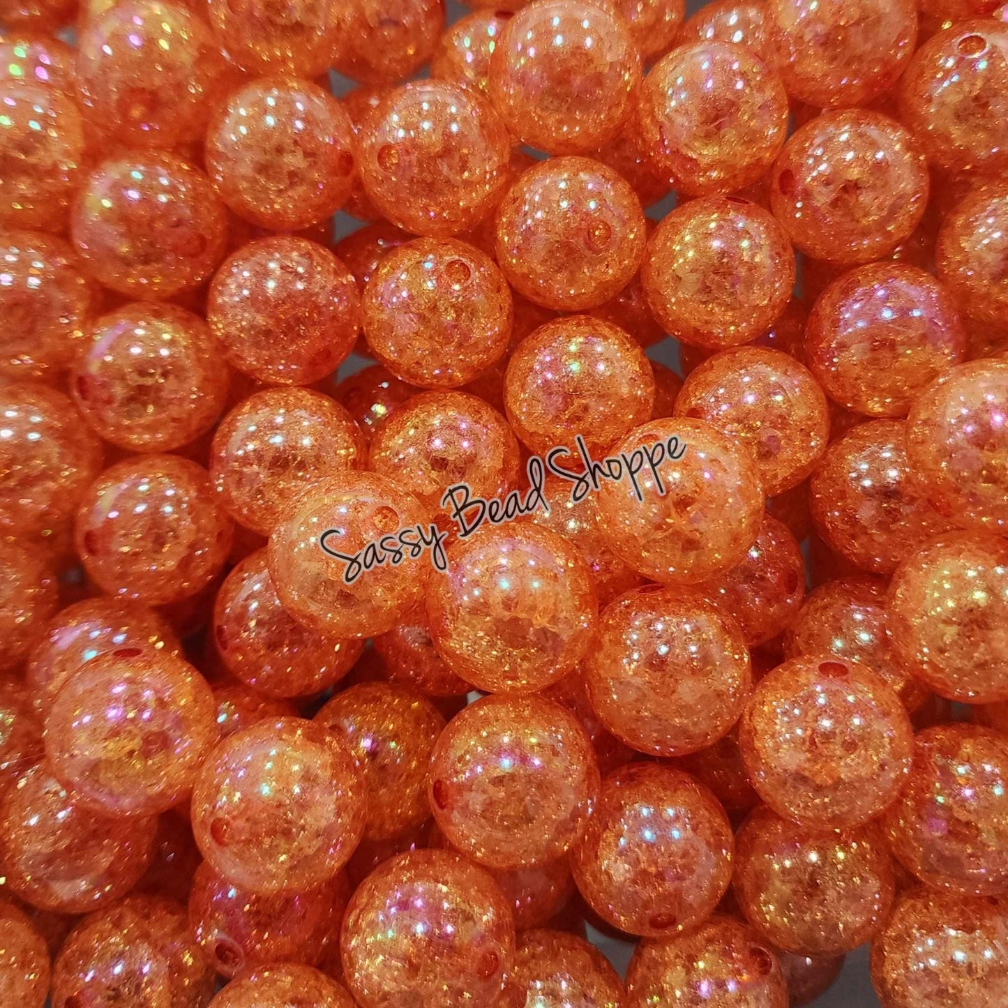 20MM Orange Crackle Beads - Sassy Bead Shoppe