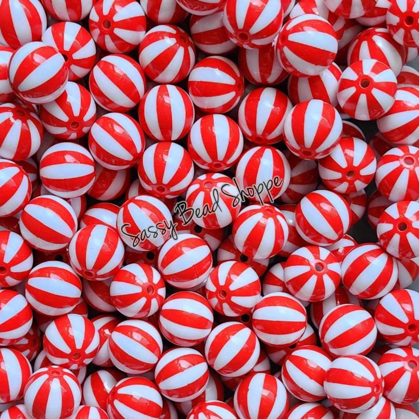 20MM Red Beachball Chunky Bubblegum Beads, Acrylic Beads in Bulk, 20mm Bubble Gum Beads, 20mm Chunky Beads