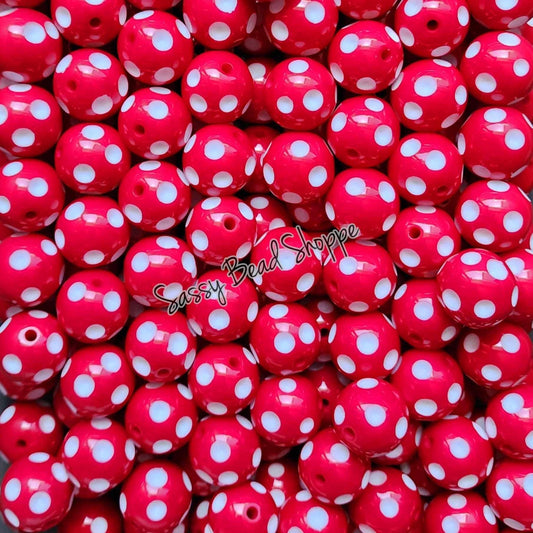 20MM Red Polka Dot Beads - Sassy Bead Shoppe